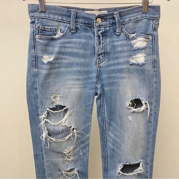Abercrombie Sz 00 Ripped Front Boyfriend Jeans Mid Rise Distressed Non-Stretch - Picture 6 of 14